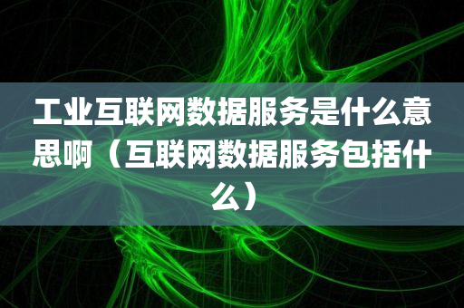 工业互联网数据服务是什么意思啊（互联网数据服务包括什么）