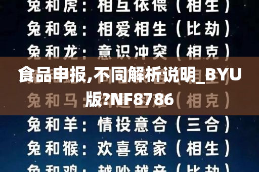 食品申报,不同解析说明_BYU版?NF8786