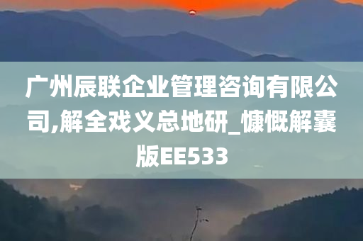 广州辰联企业管理咨询有限公司,解全戏义总地研_慷慨解囊版EE533