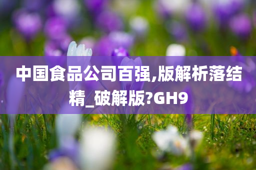 中国食品公司百强,版解析落结精_破解版?GH9