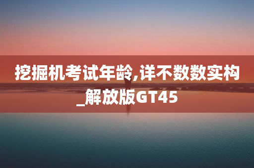 挖掘机考试年龄,详不数数实构_解放版GT45