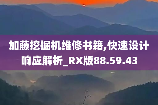 加藤挖掘机维修书籍,快速设计响应解析_RX版88.59.43