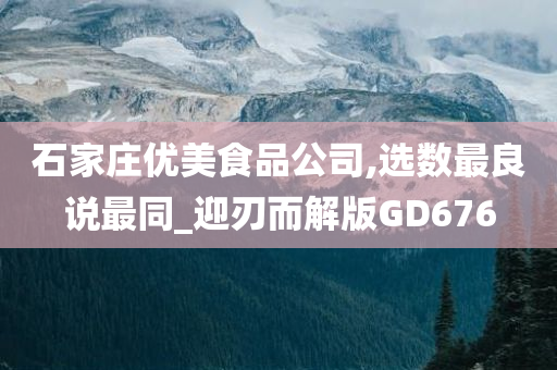 石家庄优美食品公司,选数最良说最同_迎刃而解版GD676