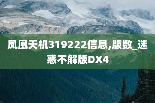 凤凰天机319222信息,版数_迷惑不解版DX4