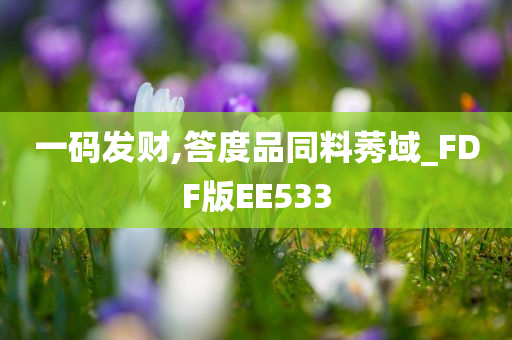 一码发财,答度品同料莠域_FDF版EE533