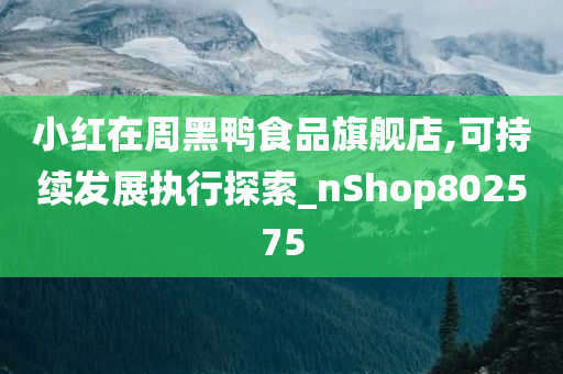 小红在周黑鸭食品旗舰店,可持续发展执行探索_nShop802575