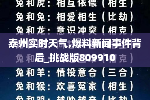 泰州实时天气,爆料新闻事件背后_挑战版809910