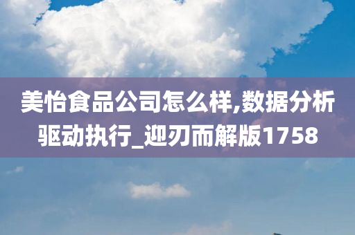 美怡食品公司怎么样,数据分析驱动执行_迎刃而解版1758