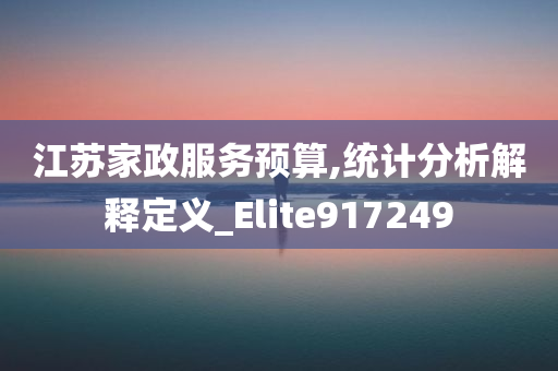 江苏家政服务预算,统计分析解释定义_Elite917249