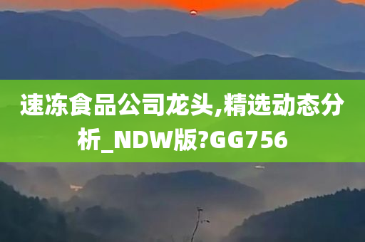 速冻食品公司龙头,精选动态分析_NDW版?GG756