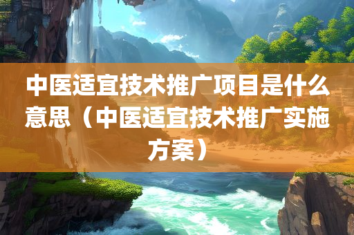 中医适宜技术推广项目是什么意思（中医适宜技术推广实施方案）