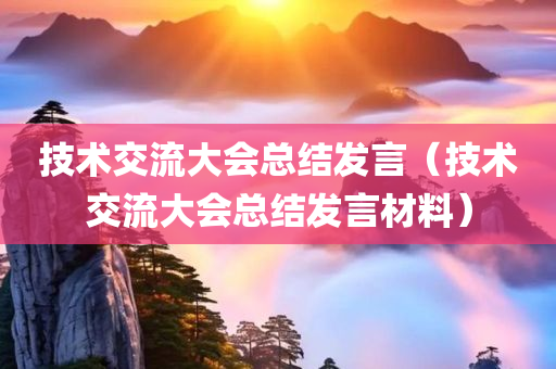 技术交流大会总结发言（技术交流大会总结发言材料）