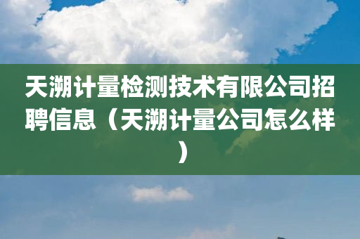 天溯计量检测技术有限公司招聘信息（天溯计量公司怎么样）