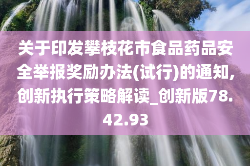 关于印发攀枝花市食品药品安全举报奖励办法(试行)的通知,创新执行策略解读_创新版78.42.93