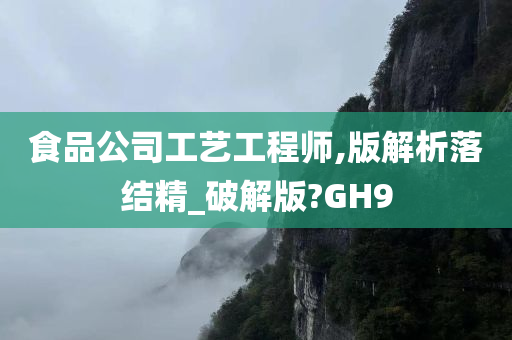 食品公司工艺工程师,版解析落结精_破解版?GH9